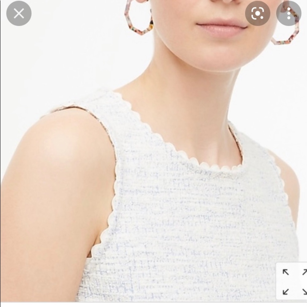 J. Crew Textured Blue & White Scalloped Tank-XL - Picture 4 of 12